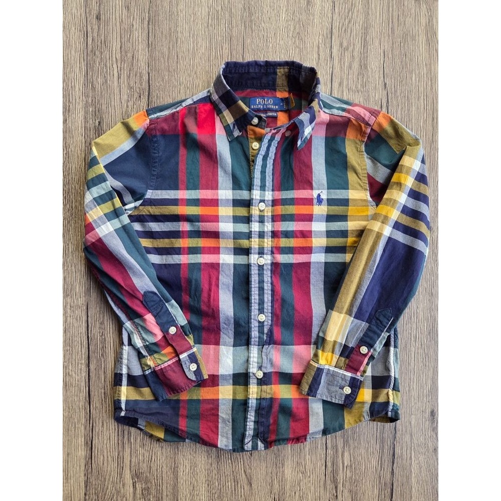 Polo Ralph Lauren Boys 7 Madras Plaid Button Down Shirt Preppy Ivy League Cotton